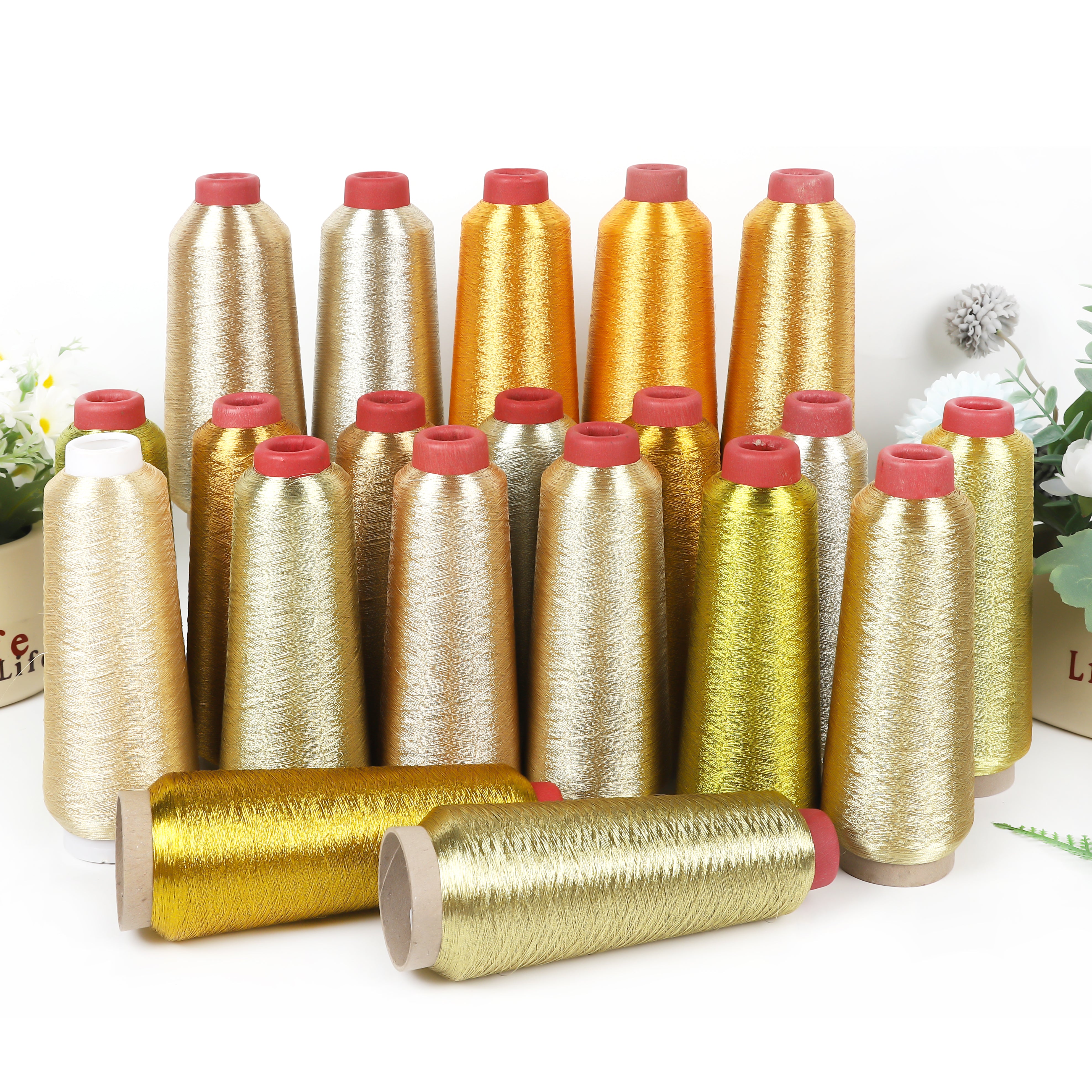 150D Gold Series MS Type Round covered metallic yarn for Cross-Stitch Embroidery, Sewing, and Textile Decoration Thread